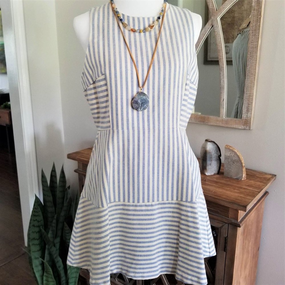 Do+Be Brand Dress. Blue & Ivory Stripe. Size Large. - Picture 12 of 12